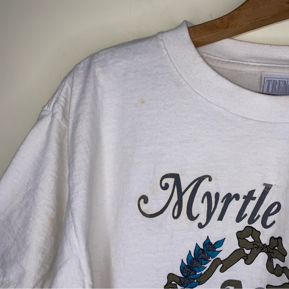 Vintage Trends One Size White Distressed Myrtle Beach Graphic T-Shirt - Picture 5 of 9